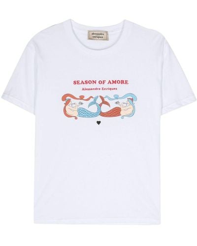 ALESSANDRO ENRIQUEZ Katoenen T-shirt Met Print - Wit