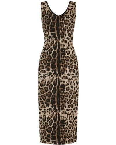 Dolce & Gabbana Leopard-print Sleeveless Dress - Natural