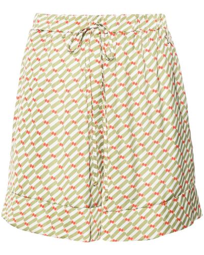 Liu Jo Geometric-print Satin Shorts - Natural