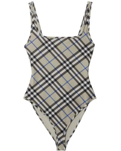 Burberry Vintage Check-print Swimsuit - Gray