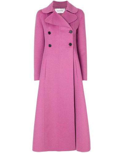 Valentino Long Empire Line Coat - Pink