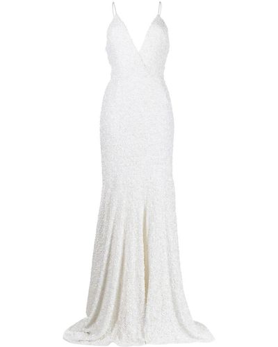 ROTATE BIRGER CHRISTENSEN Kleid mit tiefem V-Ausschnitt - Weiß