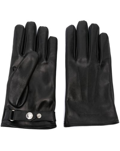 Alexander McQueen Debossed-logo Leather Gloves - Black