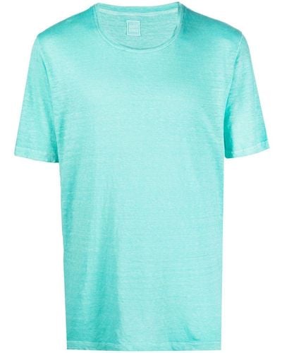 120% Lino T-Shirt mit Rundhalsausschnitt - Blau