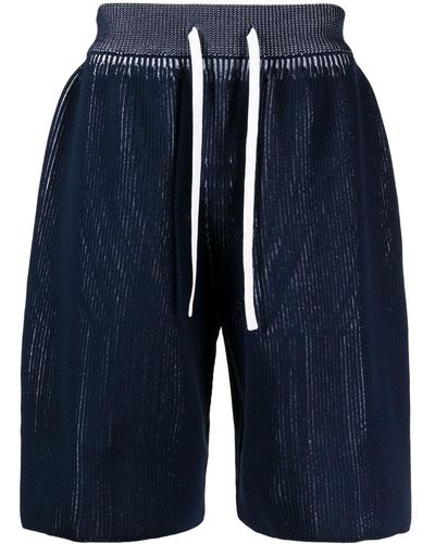 Fumito Ganryu Ribbed Drawstring-waist Shorts - Blue