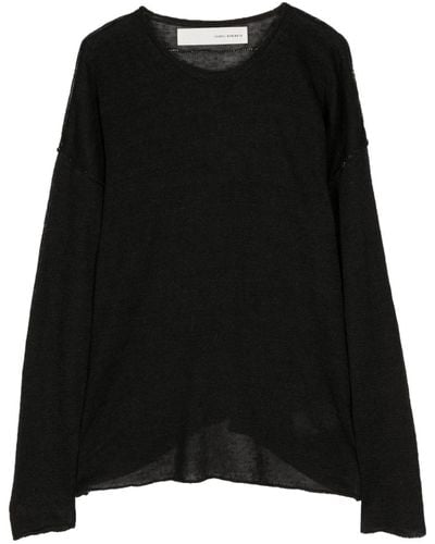 Isabel Benenato Raw Edge Linen Sweater - Black