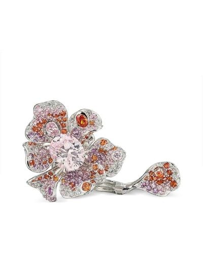 Anabela Chan 18kt White Gold Pale Rose Peony Sapphire And Diamond Ring - Pink