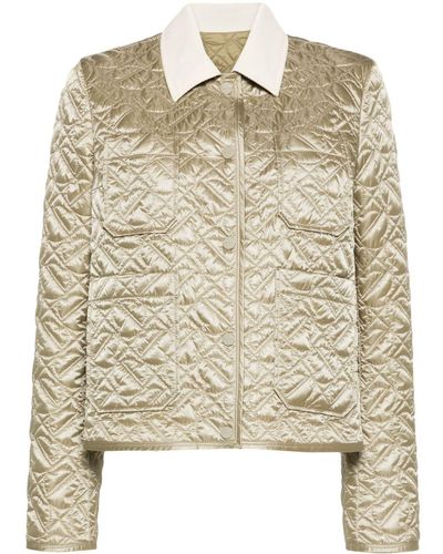 Moncler Corduroy-collar Quilted Shirt Jacket - Natural