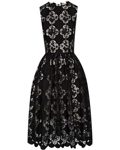 Oscar de la Renta Gardenia Guipure-lace Midi Dress - Black