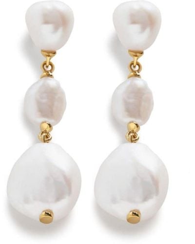 Monica Vinader Nure Reef Pearl Drop Earrings - White