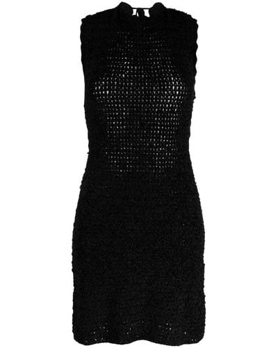 Ganni Open-back Crochet Minidress - Black