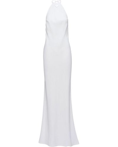 Prada Triangle-logo Halterneck Maxi Dress - White