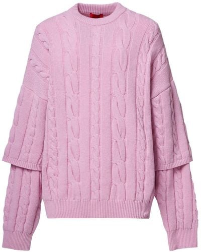 A BETTER MISTAKE Pullover mit Zopfmuster - Pink