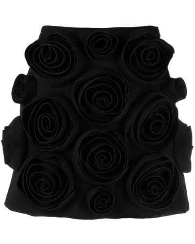 Viktor & Rolf Floral-appliqué Miniskirt - Black