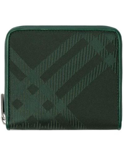 Burberry Portefeuille à carreaux en jacquard - Vert