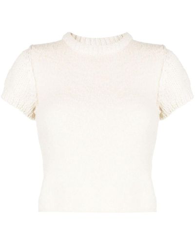 Low Classic Cap-sleeves Wool-blend Jumper - White