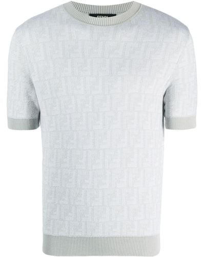 Fendi Camiseta Shadow en intarsia - Blanco