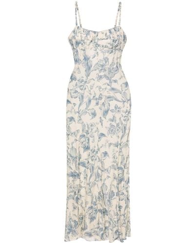 Sandro Floral-print Lace-up Maxi Dress - White