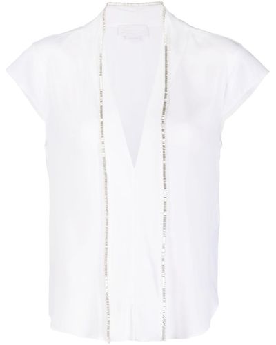 Genny T-shirt à détails de franges - Blanc