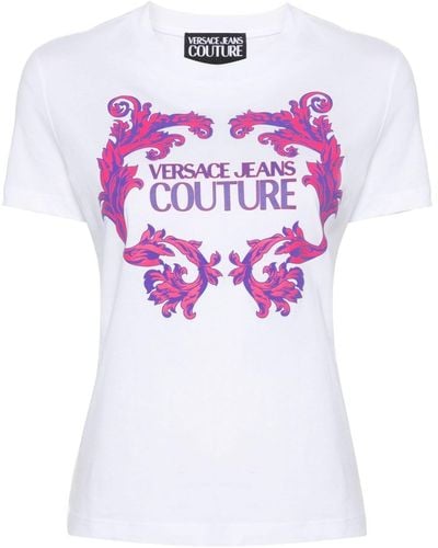 Versace T-shirt à logo imprimé baroque - Rose