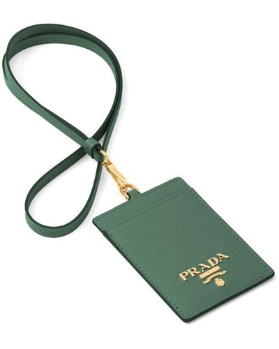 Prada Schlüsselband mit Logo-Schild - Grün