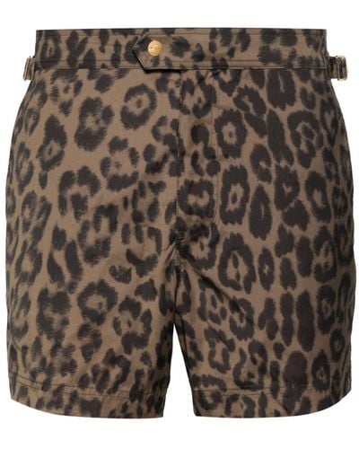 Tom Ford Cheetah-print Swim Shorts - Gray