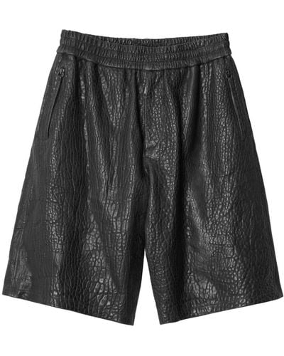 Burberry Grained-effect Leather Shorts - Gray