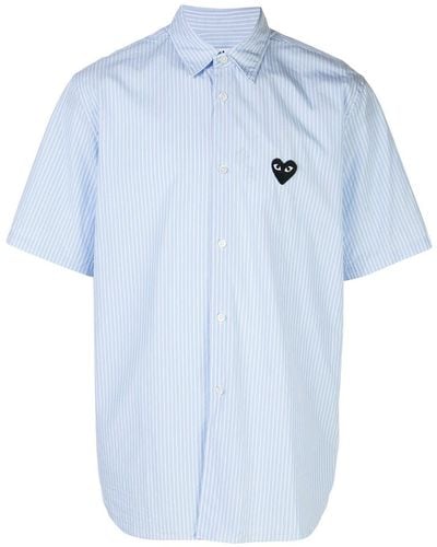 COMME DES GARÇONS PLAY Camisa a rayas con logo - Azul
