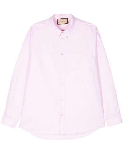 Gucci Double-g Cotton Oxford Shirt - Pink