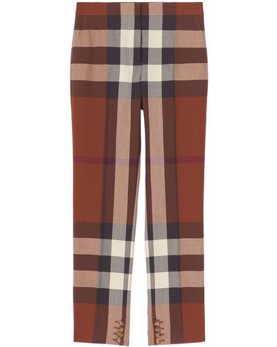 Burberry Pantalon de tailleur à carreaux - Marron