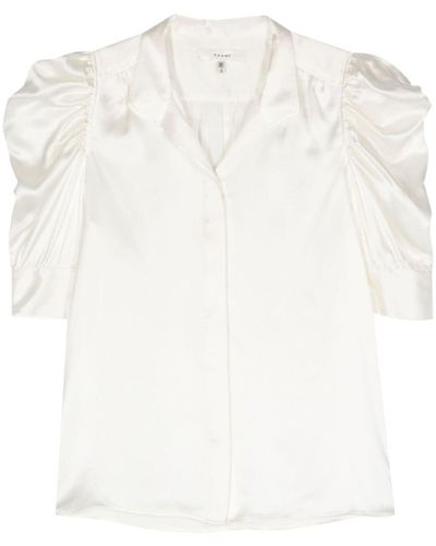 FRAME Ruched-detail Silk Shirt - White