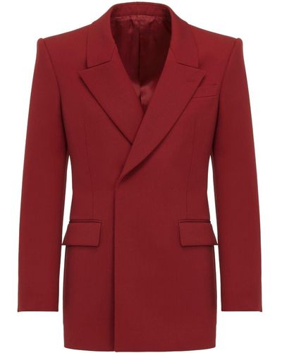 Alexander McQueen Zweireihige jacke mit horizontalem revers - Rot