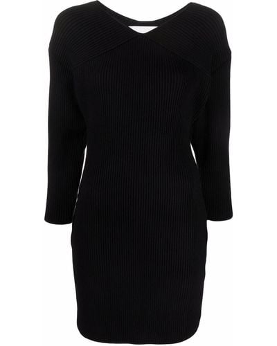 Rodebjer Ribbed-knit V-neck Dress - Black