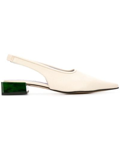 Ganni Low-heel Slingback Court Shoes - White