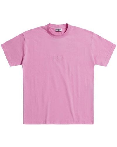 Balenciaga Logo-debossed Cotton T-shirt - Pink