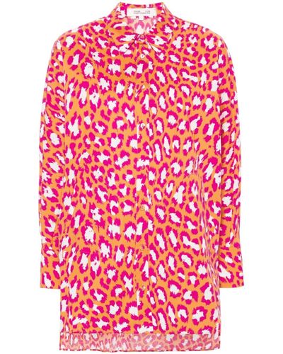 Diane von Furstenberg Blouse Met Luipaardprint - Rood