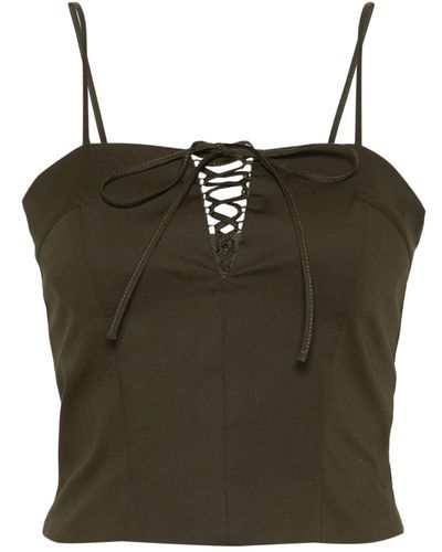 FEDERICA TOSI Lace-up Cropped Top - Green