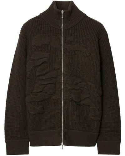 Burberry Ekd モチーフ ジップアップ カーディガン - ブラック