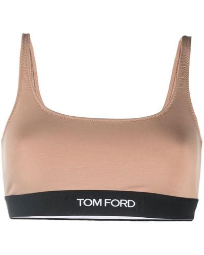 Tom Ford Logo-trim Stretch Bralette - Natural