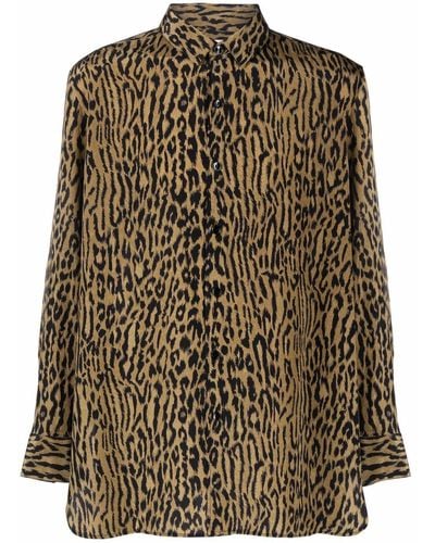 Saint Laurent Leopard-print Silk Shirt - Green
