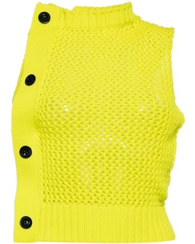 Sacai Off-centre-fastening Knitted Top - Yellow