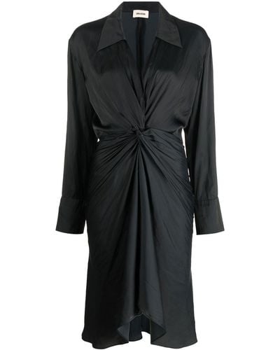 Zadig & Voltaire Rozo Twisted V-neck Midi Dress - Black