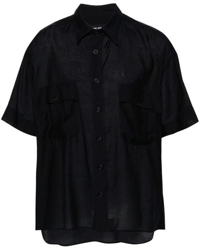 Giorgio Armani Poplin Lyocell-Blend Shirt - Black