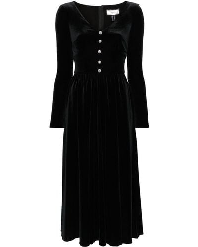 Nissa ビジューボタン ドレス - ブラック