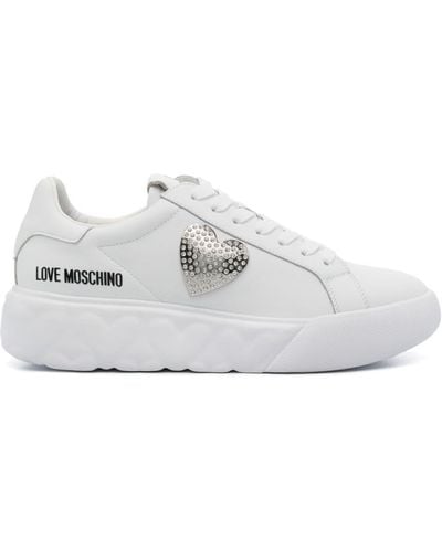 Love Moschino Sneakers mit Logo-Print - Weiß