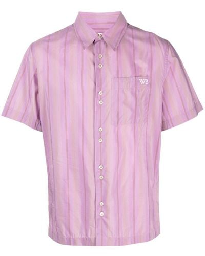 Wales Bonner Logo-embroidered Striped Shirt - Pink