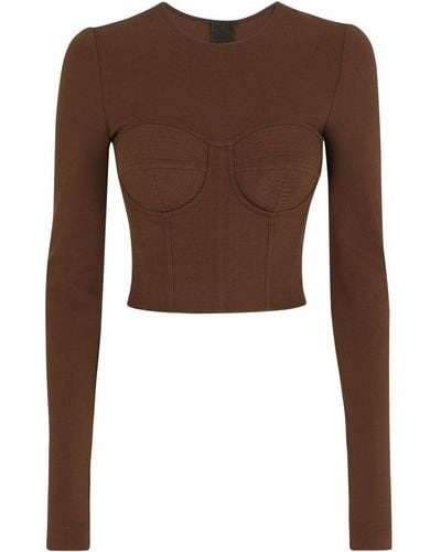 Dolce & Gabbana Long-sleeve Corset Top - Brown