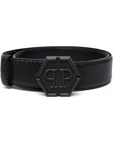 Philipp Plein Hexagon-logo Buckle Belt - Black