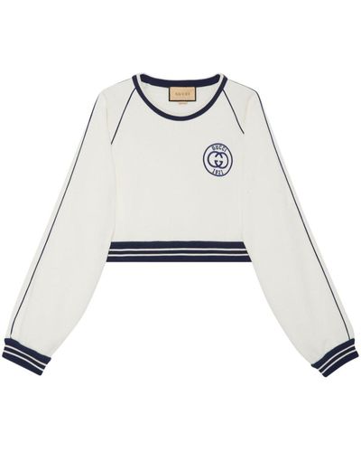 Gucci Interlocking G Logo-embroidered Cropped Sweatshirt - White