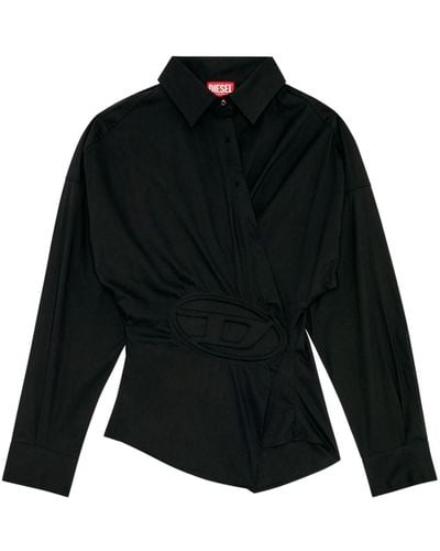 DIESEL C-siz-n1 Wrap Shirt With Embossed Logo - Black